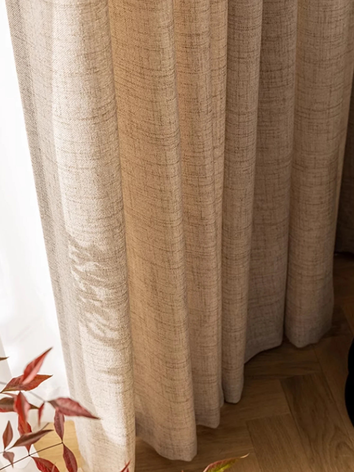 Rideau en lin beige style japonais tamisant, largeur 200 à 299 cm Image