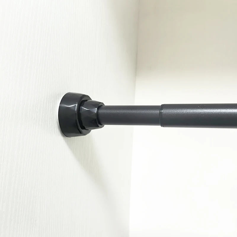 Tringle télescopique noire sans perçage en acier extensible pour rideau et douche