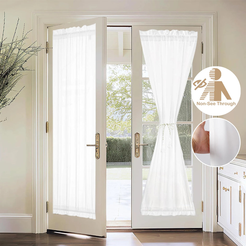 Voile de Porte Blanc Transparent avec Œillets, largeur 100 à 139 cm
