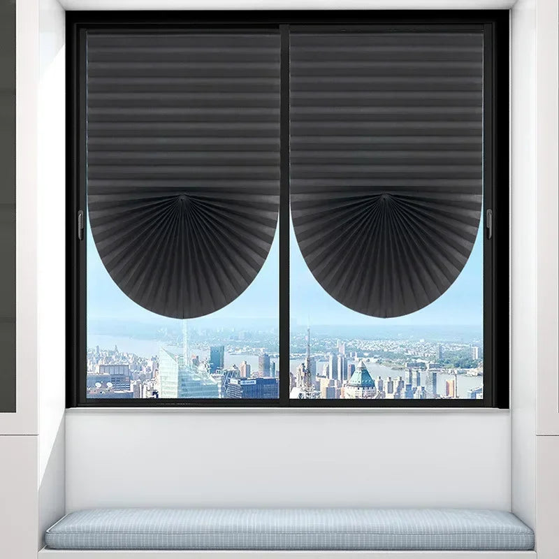 Store plissé adhésif tamisant sans perçage polyester pour fenêtre cuis, largeur moins de 100 cm