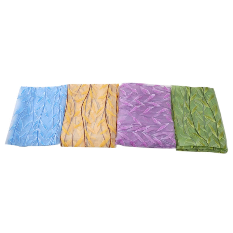 Voilage à motifs feuilles tamisant en polyester pour salon et chambre