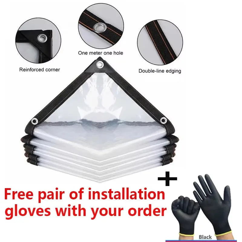 Bâche transparente étanche PE pour jardin – Couverture résistante à la pluie et au vent, protection des plantes, avec œillets