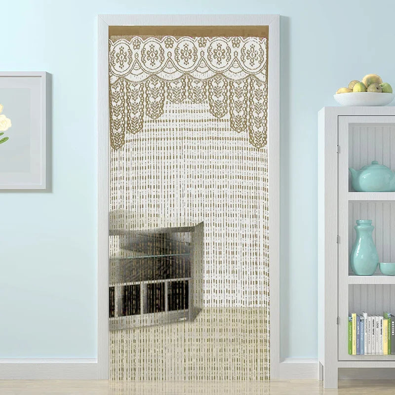 Rideau porte macramé ajouré 100x200 cm style bohème (1 panneau), champagne Image