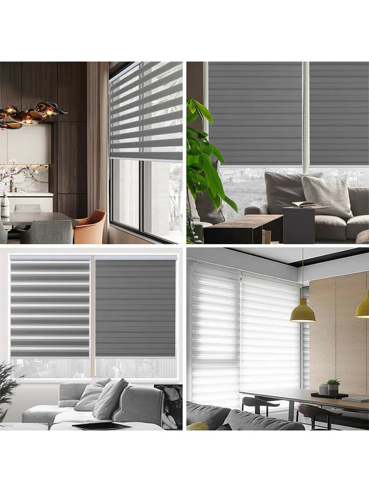 Store enrouleur double couche | Contrôle de lumière et intimité | Facile à installer