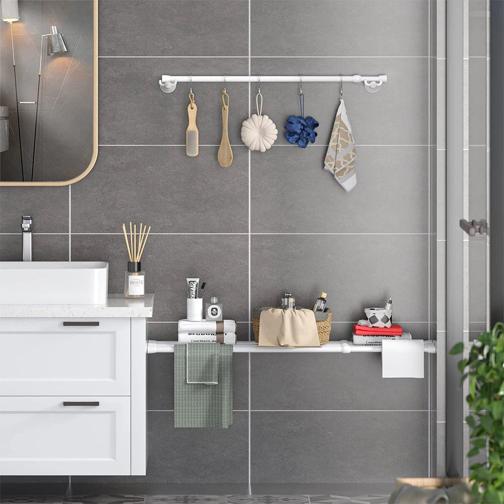 Tringle à pression sans perçage réglable avec ressort pour rideau et douche
