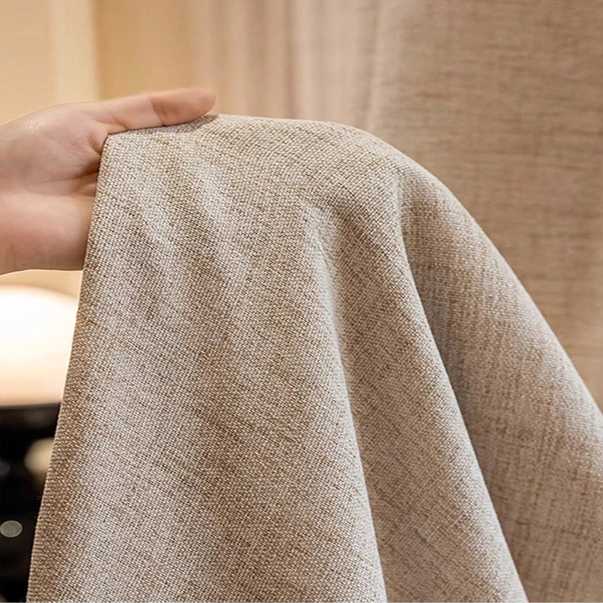 Voilage beige effet lin tamisant respirant pour salon et chambre style japonais ( 1 pièce)