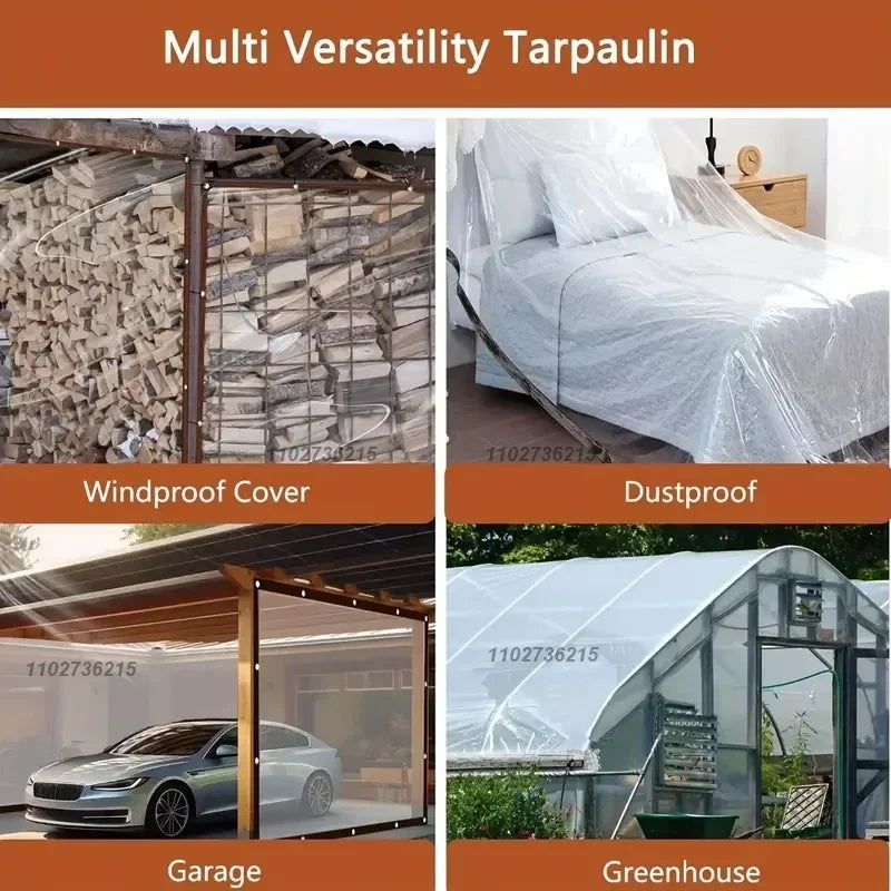 Bâche transparente étanche PE pour jardin – Couverture résistante à la pluie et au vent, protection des plantes, avec œillets