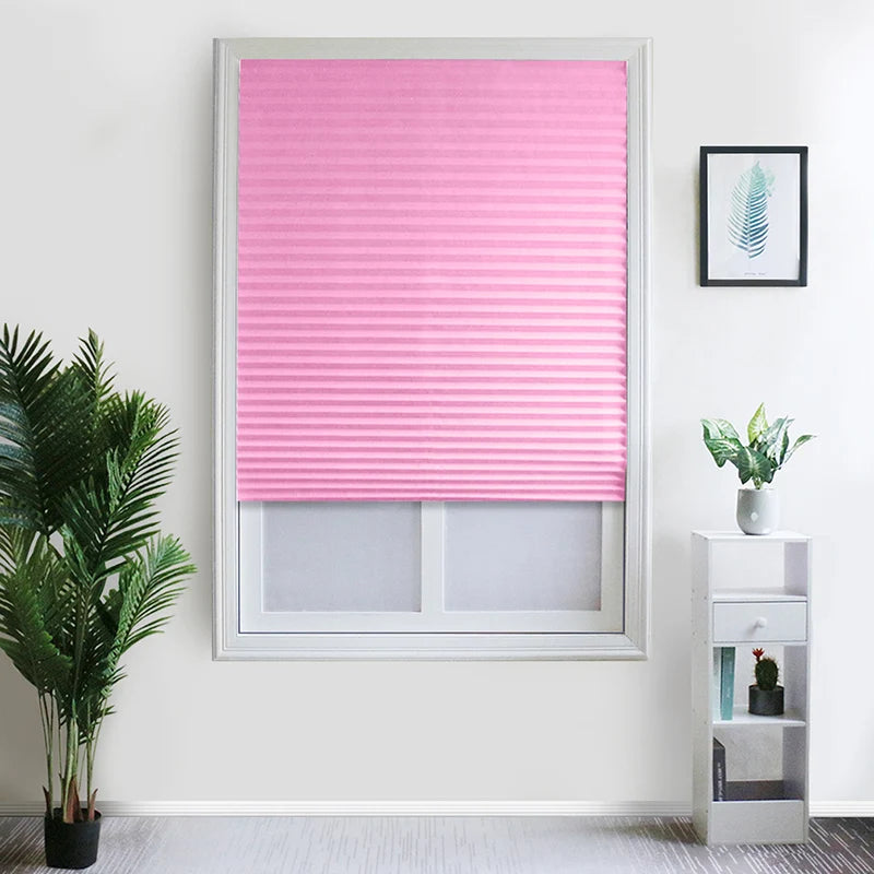 Store plissé adhésif semi occultant tissu polyester pour fenêtre salle de bain et balcon (60 x 150CM)