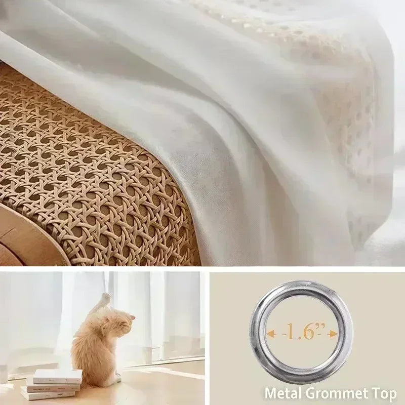 Voilage blanc en polyester effet tulle épais tamisant, largeur 140 à 199 cm
