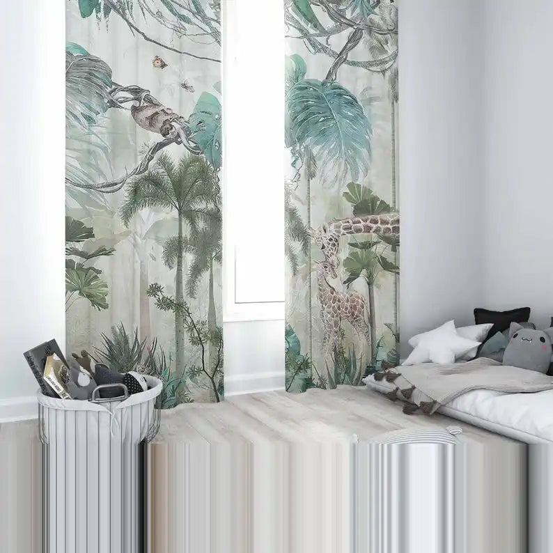 Rideaux jungle safari animaux, hauteur 200 à 239 cm