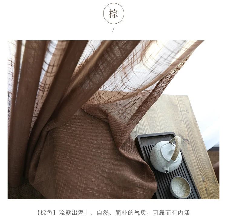 Rideau voilage coton lin style japonais pour salon et chambre