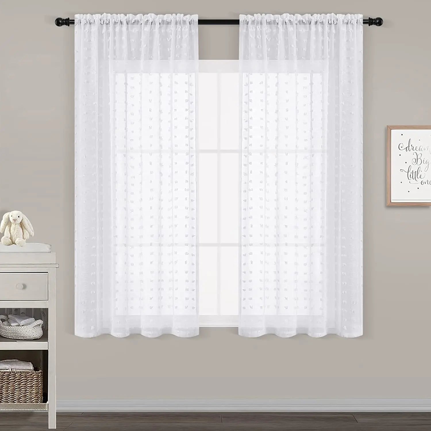 Rideau de Tulle Blanc pour Fenêtre – Voilage Moderne pour Salon et Chambre
