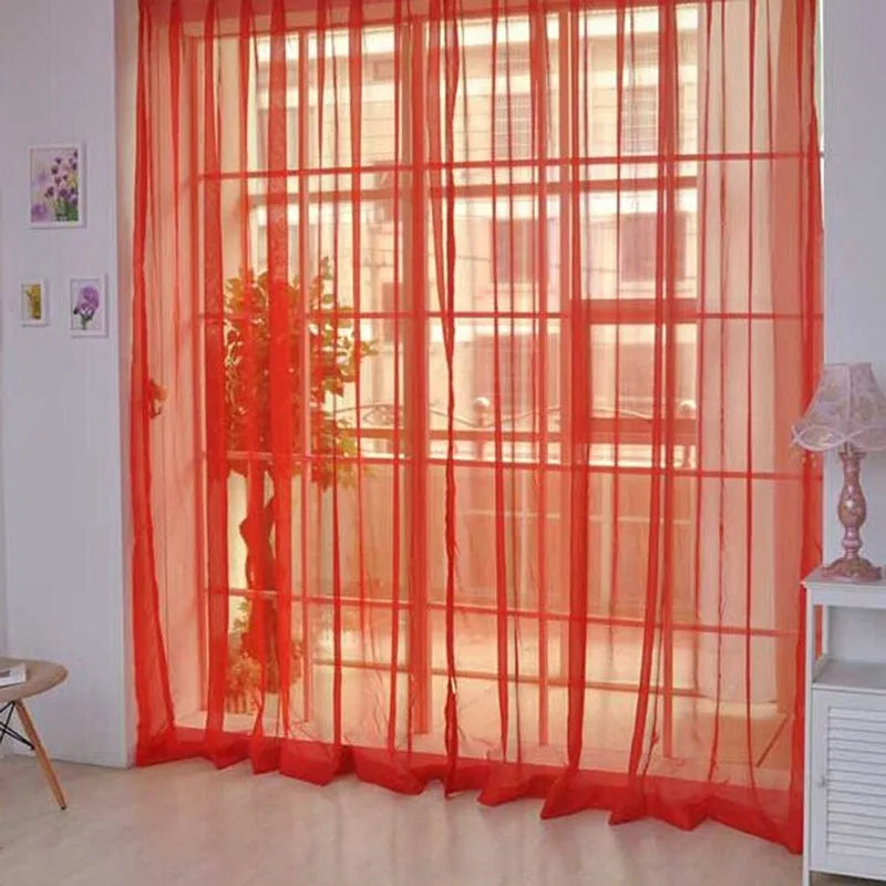 Voilage coloré en polyester léger tamisant, rouge Image