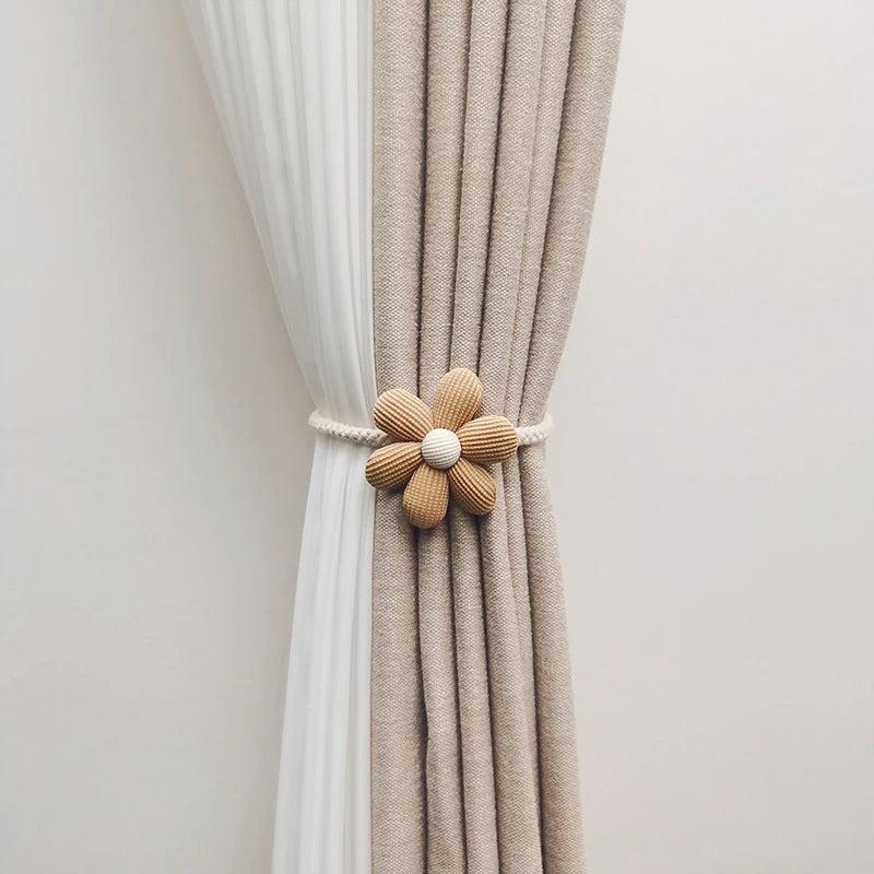 Embrasse de rideau fleur en relief avec bande élastique