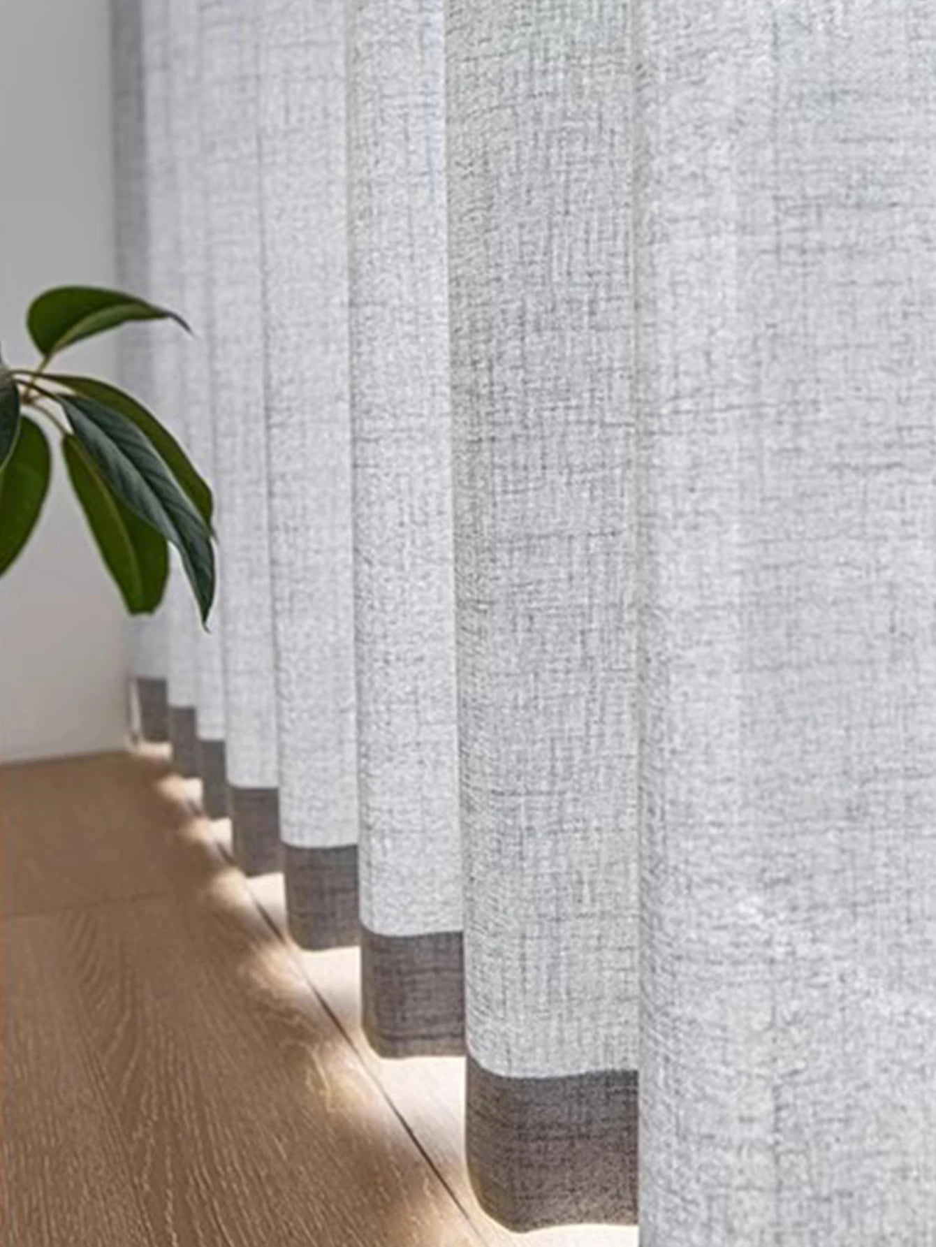 Rideau voilage gris effet lin semi-transparent pour salon et chambre