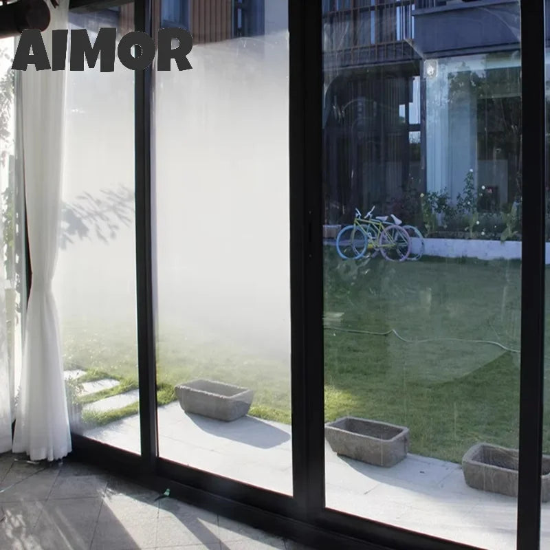 Film de fenêtre adhésif semi-privatif blanc à points - Film décoratif pour vitrage, protection UV, isolation thermique