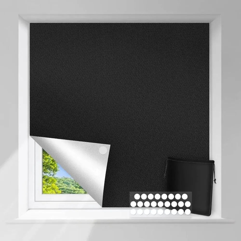 Rideau occultant portable adhésif 100% blackout thermique sans perçage pour fenêtre