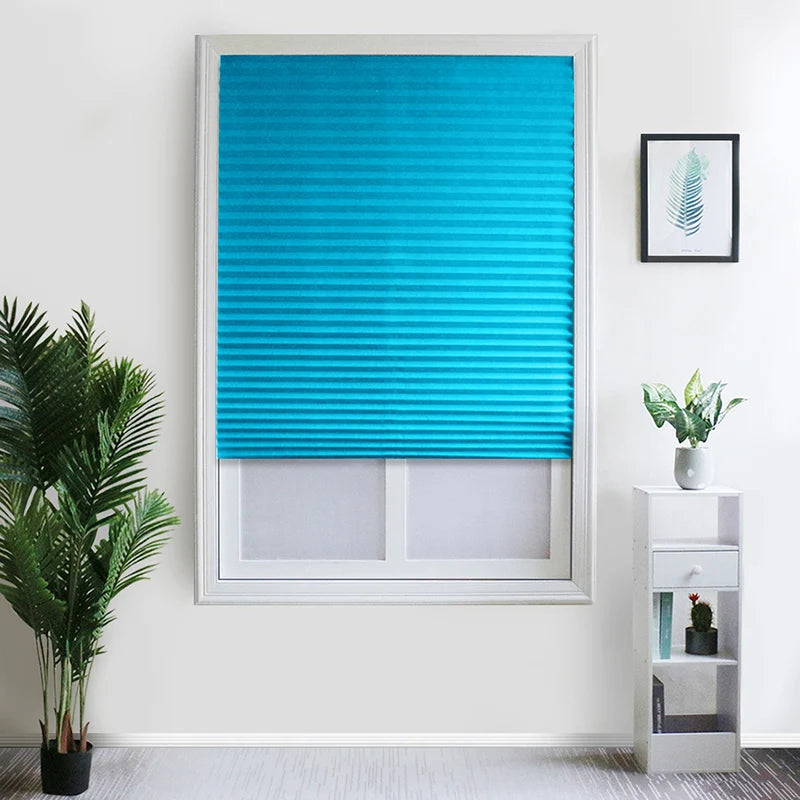 Store plissé adhésif semi occultant tissu polyester pour fenêtre salle de bain et balcon (60 x 150CM)