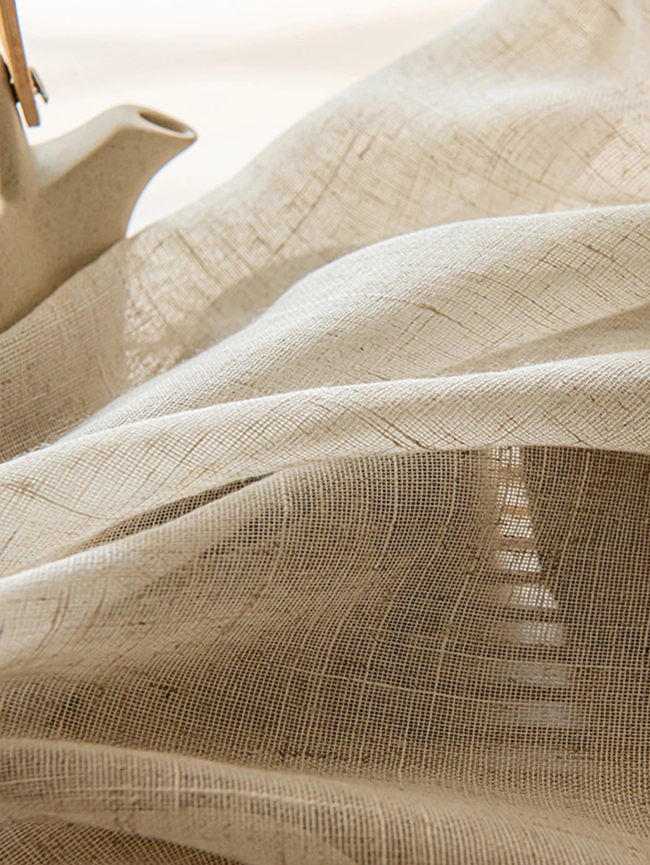 Voilage beige effet lin rustique tamisant léger pour salon et chambre (1 pièce )