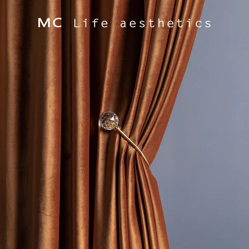 Rideau occultant velours marron moderne, café