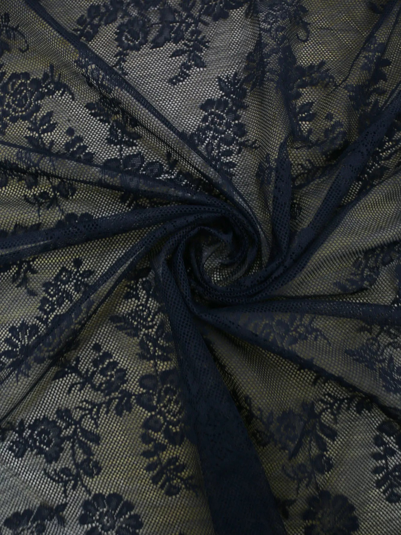 Rideau voilage en dentelle noire à motif floral pour fenêtre