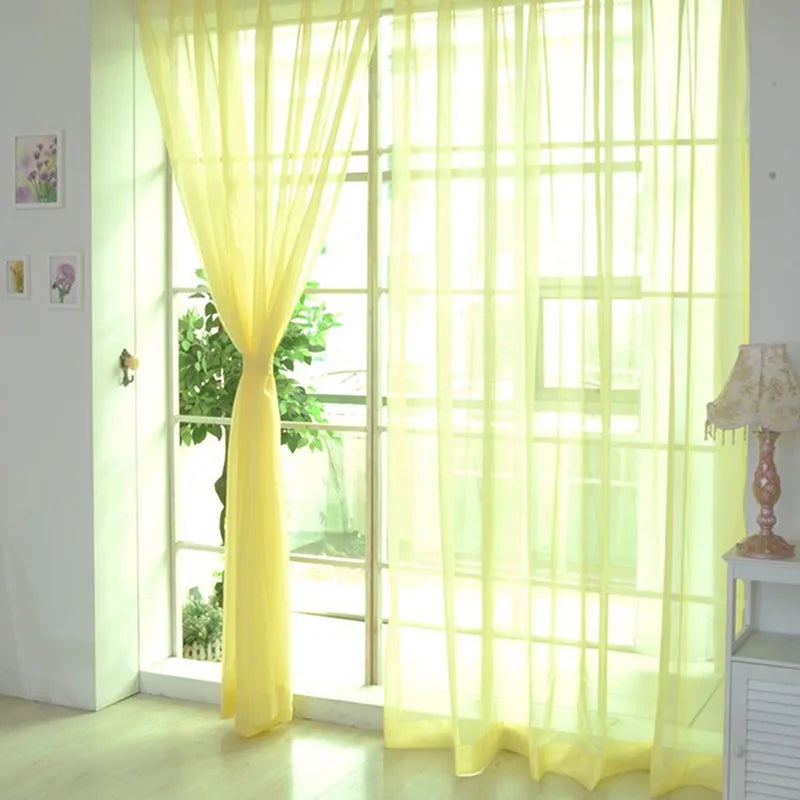 Voilage coloré en polyester léger tamisant, jaune vif