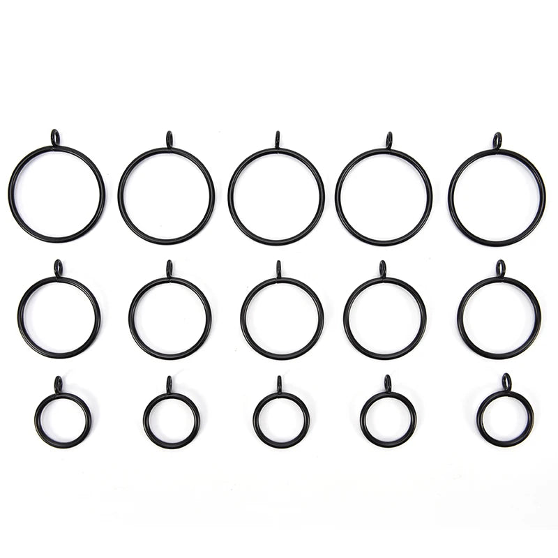 Lot de 10 anneaux de rideaux métalliques noirs (5 tailles disponibles)