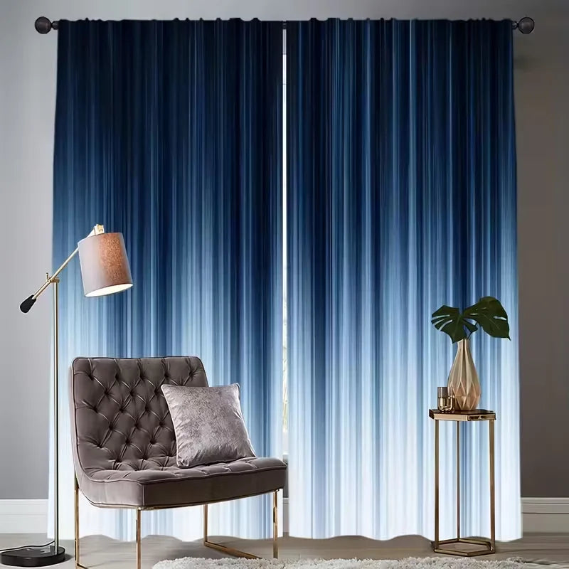 Rideaux bleu dégradé tamisants modernes (2 panneaux)