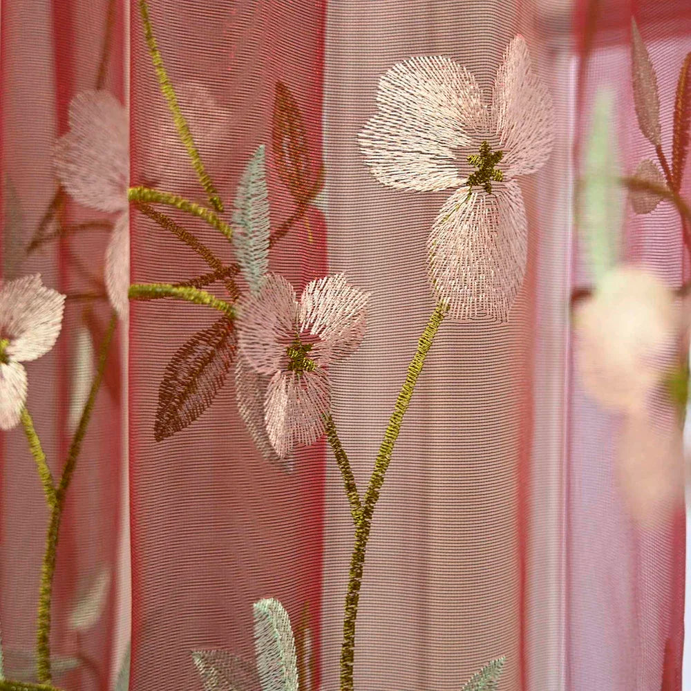 Rideau voilage brodé floral en tulle pour salon et chambre