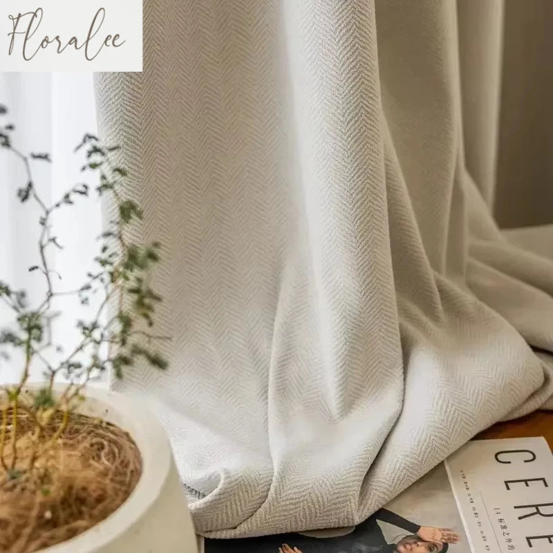 Rideau occultant chenille chevron épais pour salon et chambre