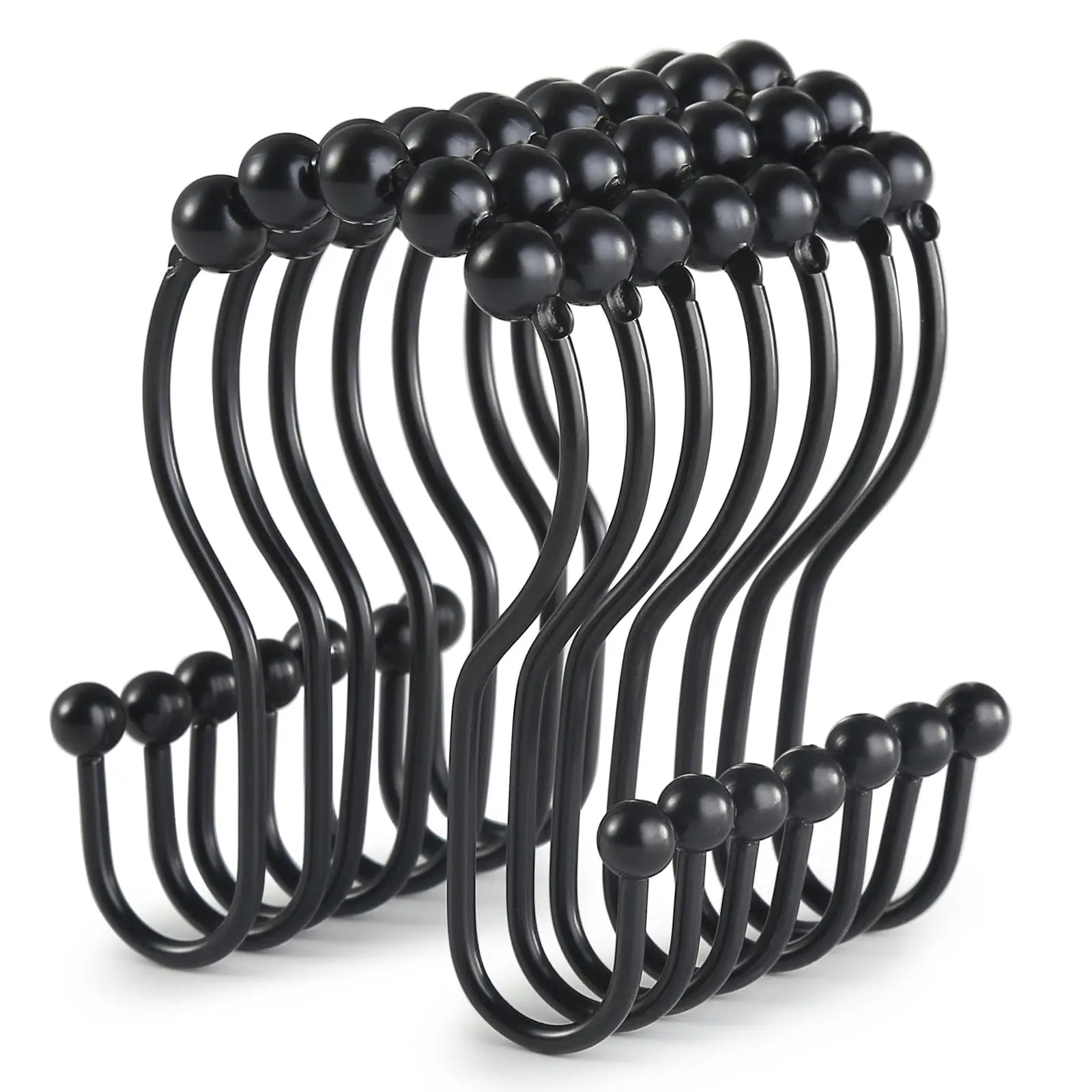 Lot de 12 crochets de rideau de douche en acier inoxydable avec double glissement fluide