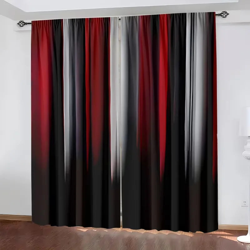 Rideaux dégradé rouge noir gris tamisants en polyester (2 panneaux)