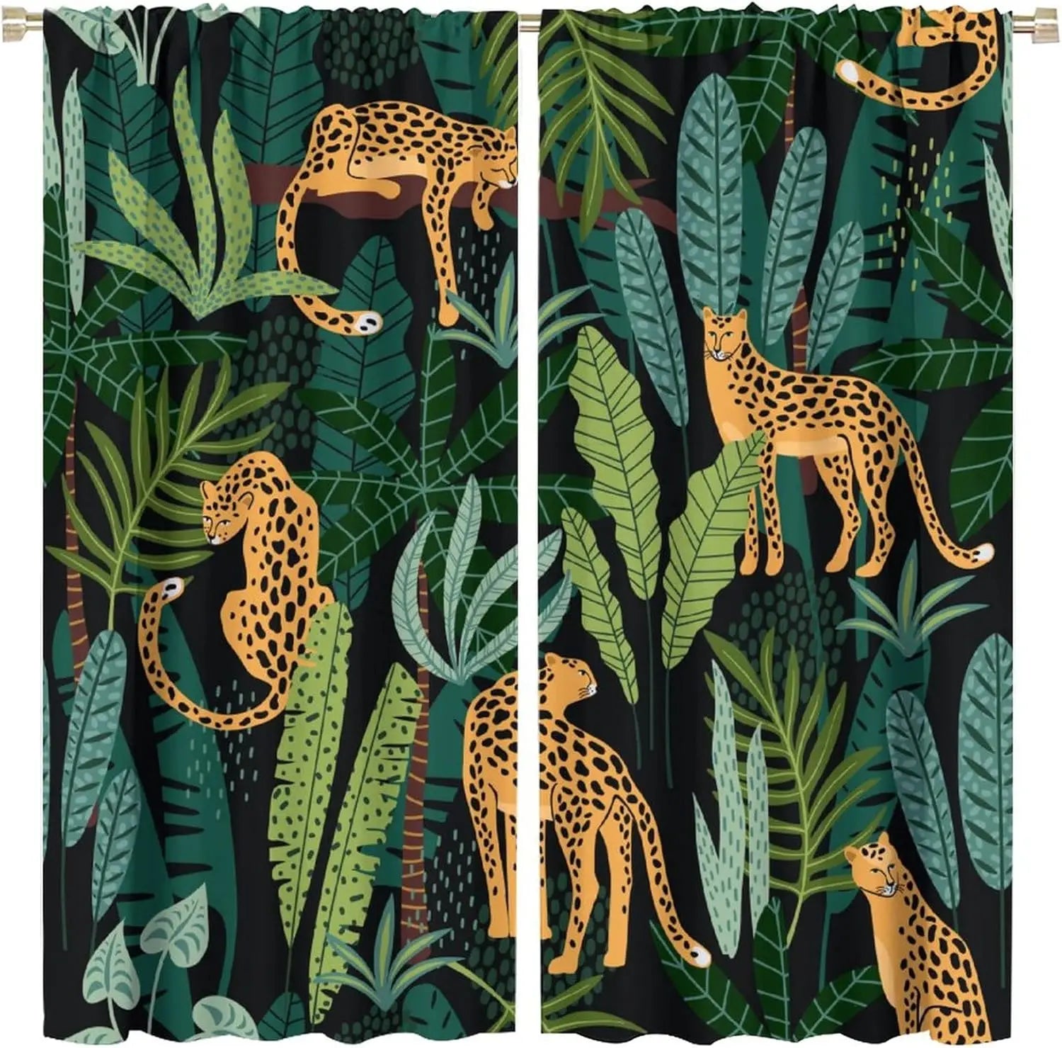 Rideaux léopard jungle occultants à motifs (lot de 2)