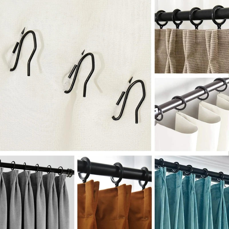 Lot de 60 anneaux métalliques pour rideaux avec crochets à épingle