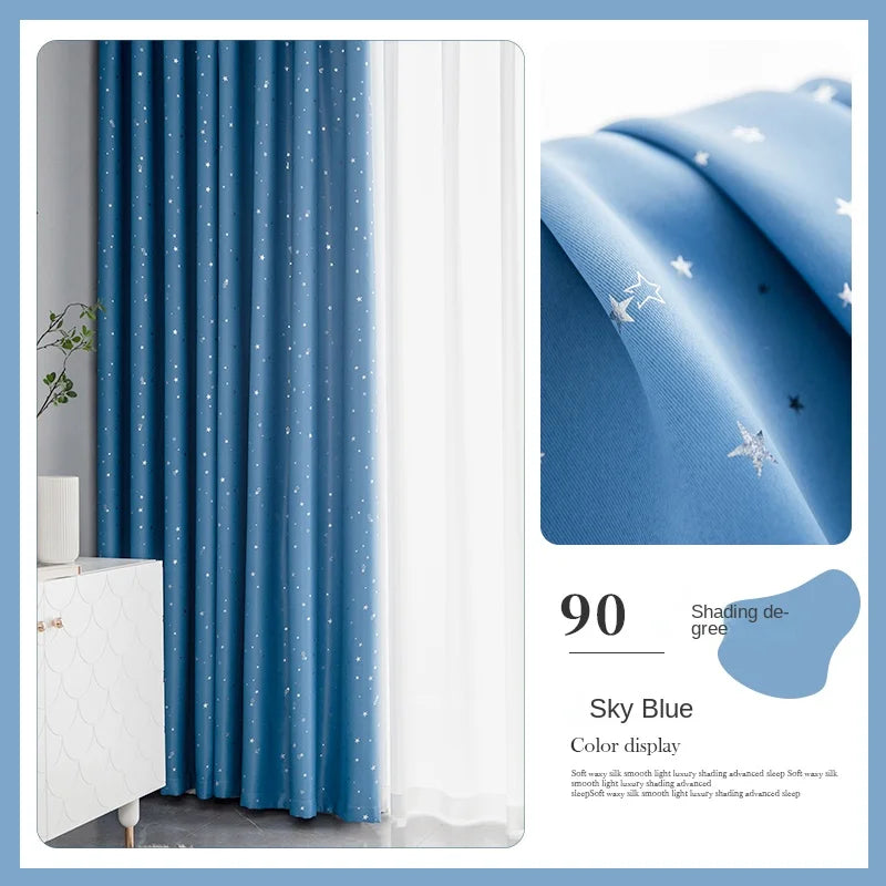 Rideau occultant enfant motif étoiles moderne pour chambre (1 panneau)
