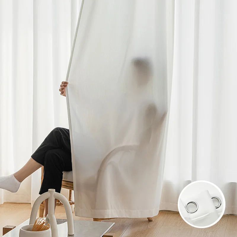 Rideau voilage chiffon tamisant effet soyeux pour porte-fenêtre blanc , largeur 140 à 199 cm