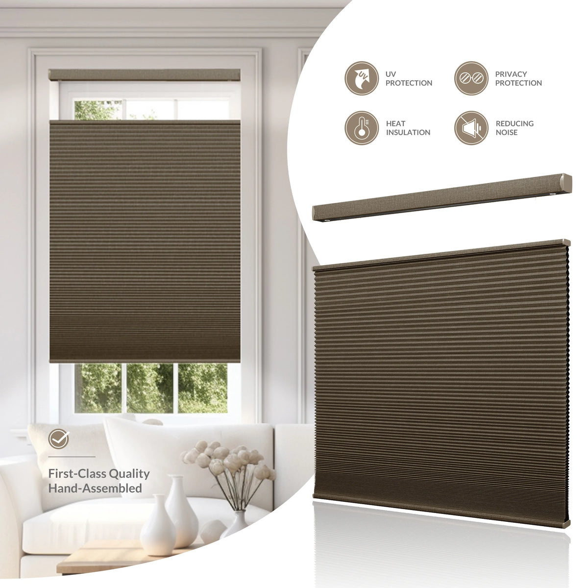 Store cellulaire occultant thermique en lin sur mesure sans fil isolat