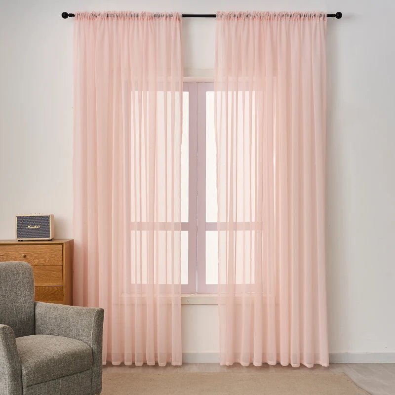 Rideau voilage uni léger en polyester tamisant pour salon et chambre
