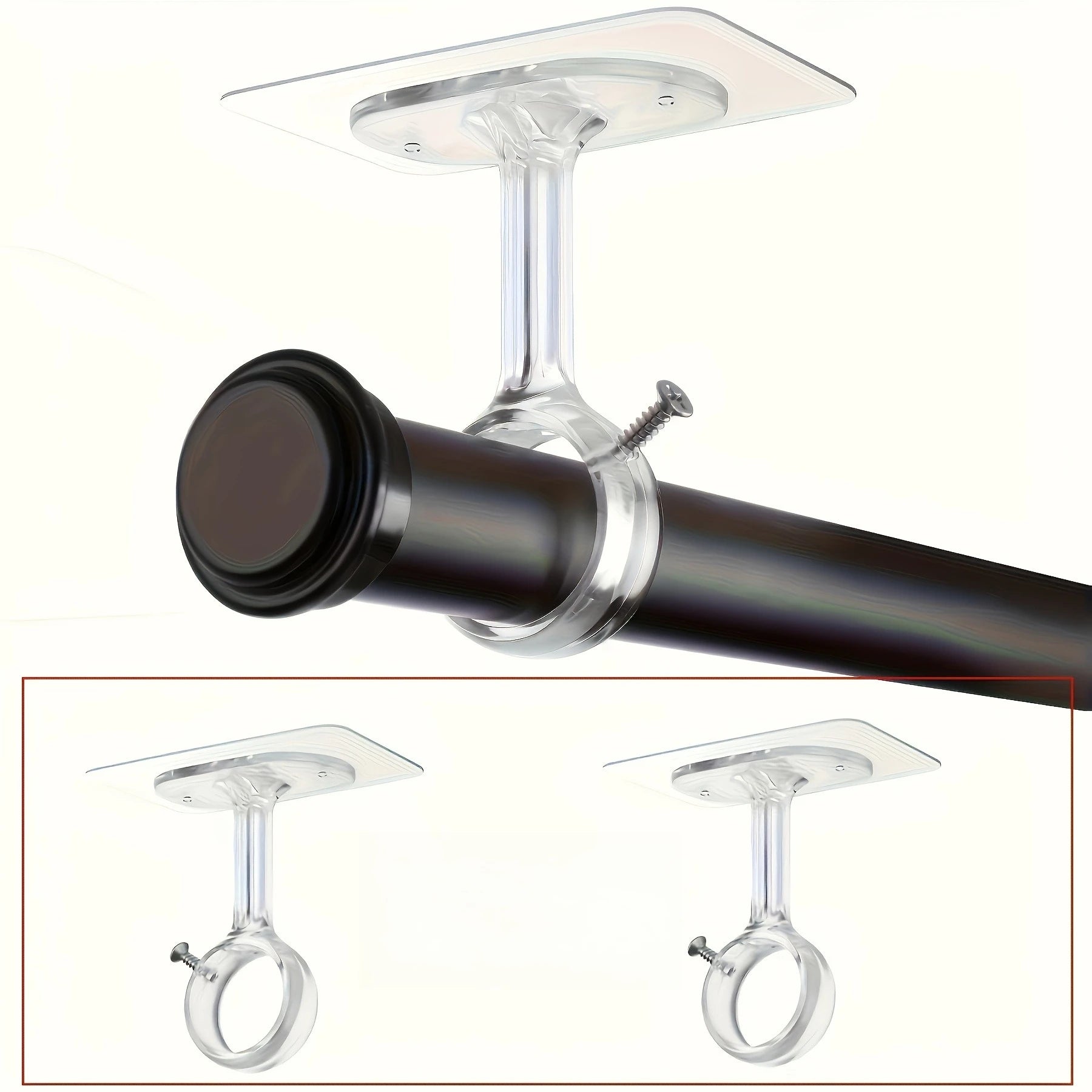 Support de tringle à rideaux non perforant, autocollant et ajustable pour plafond