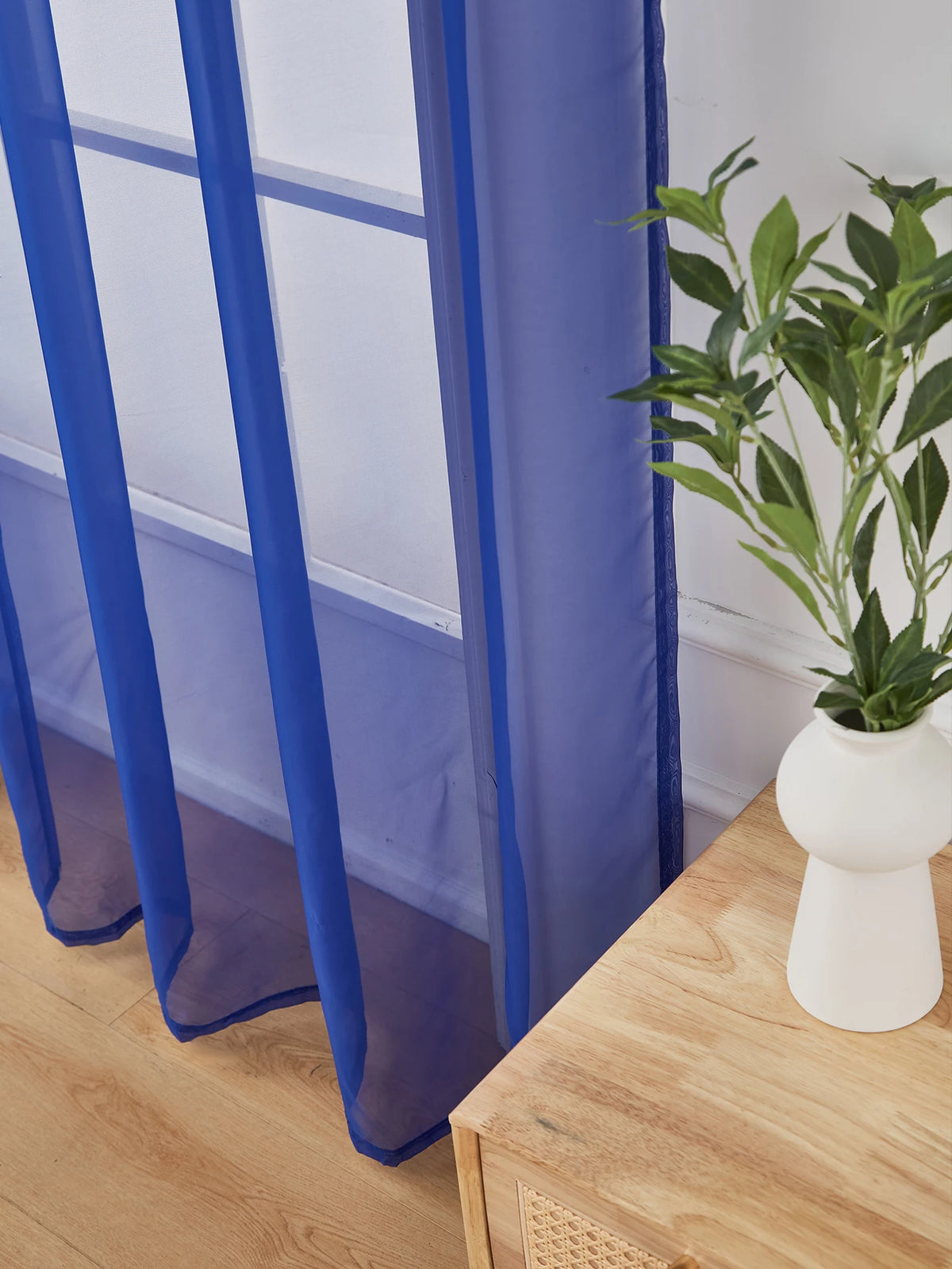 Rideau voilage bleu imperméable à œillets, largeur 100 à 139 cm