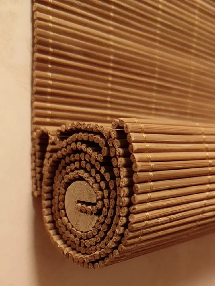 Store enrouleur en bambou naturel tamisant style zen pour fenêtre et p, largeur moins de 100 cm