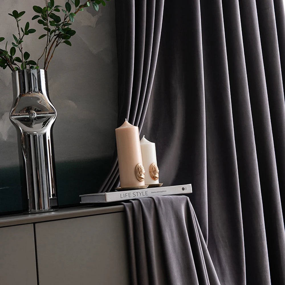 Rideau occultant velours thermique et anti-bruit pour chambre et salon