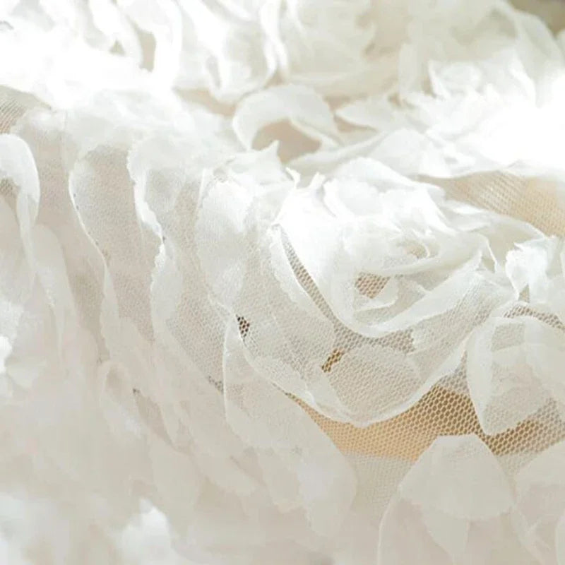 Voilage blanc en dentelle 3D effet roses tamisant élégant pour salon et chambre (1 pièce)