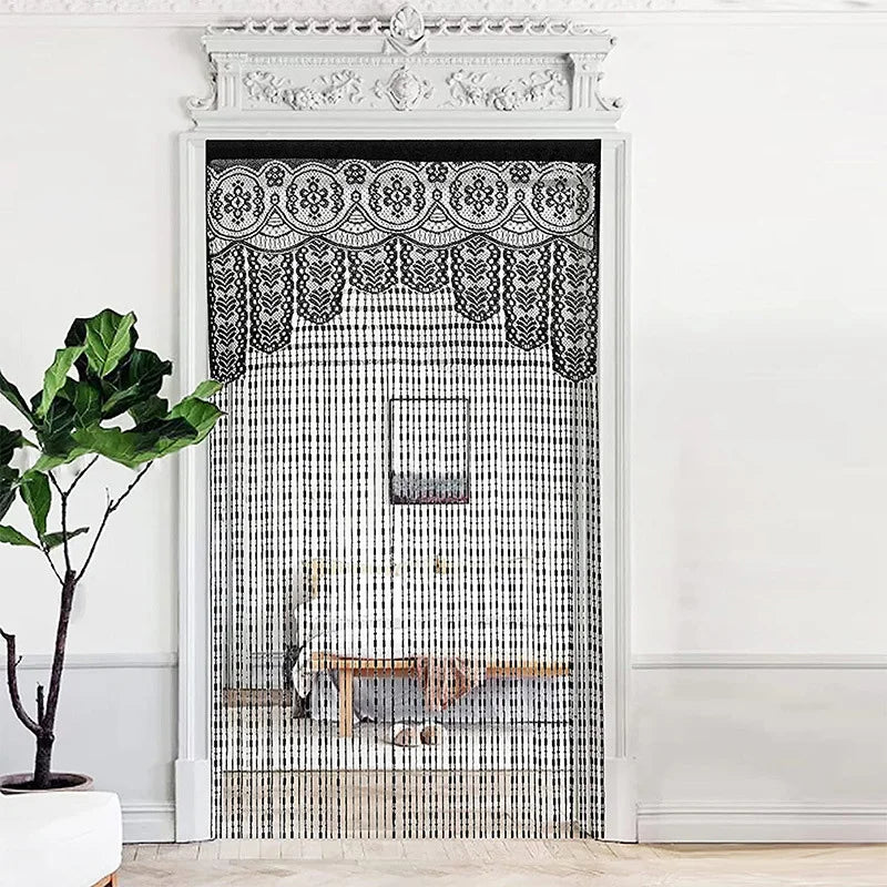 Rideau porte macramé ajouré 100x200 cm style bohème (1 panneau), noir