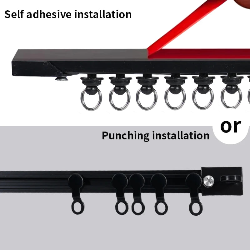 Kit de tringle à rideaux auto-adhésive sans perçage – Installation murale ou plafond (jusqu’à 500 cm)