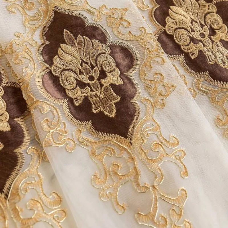 Rideaux voilage brodés européens 2 panneaux en polyester pour salon et chambre