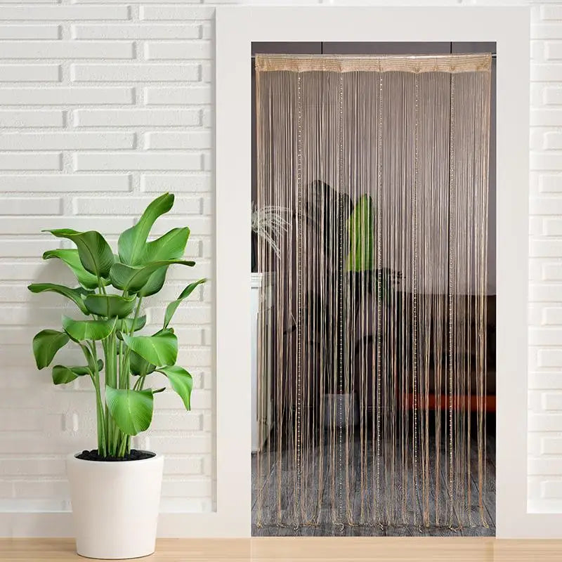 Rideau de porte à franges perlées champagne en polyester décoratif