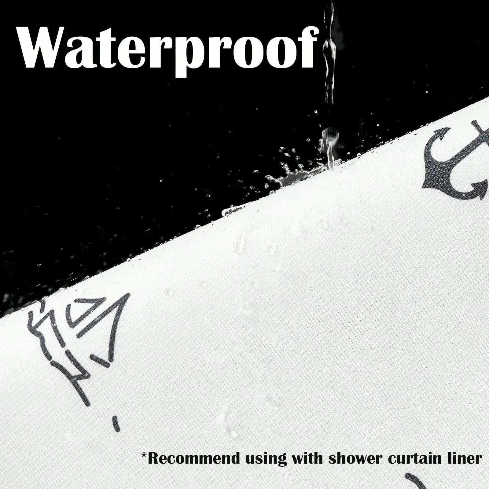 Rideau de douche en polyester imperméable motif marin nautique