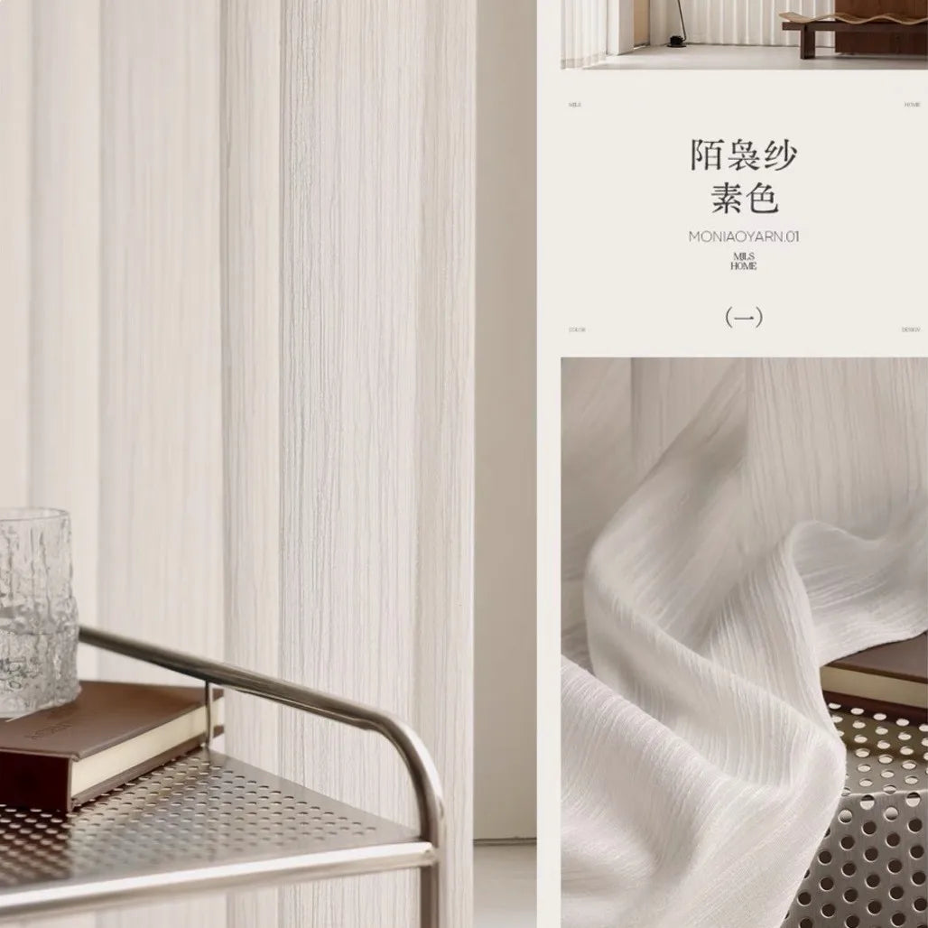 Rideau voilage épais tamisant effet lin style japonais pour baie vitrée