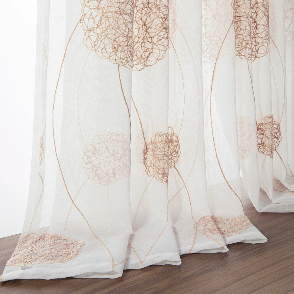 Rideau voilage blanc brodé moderne en polyester, hauteur moins de 160 cm